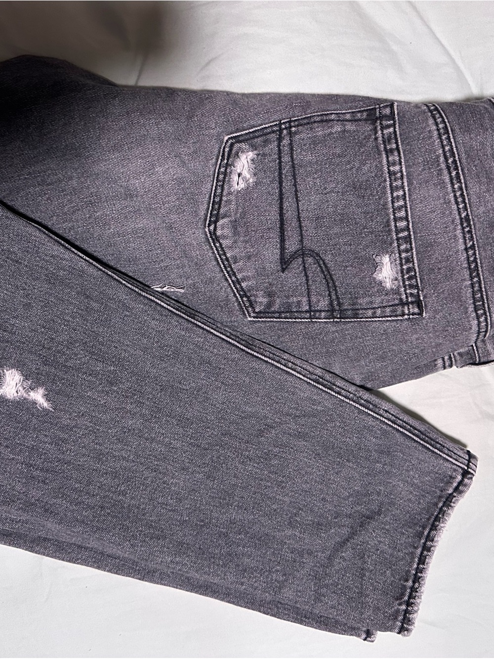 Mom jeans Washed Black Distressed Jeans